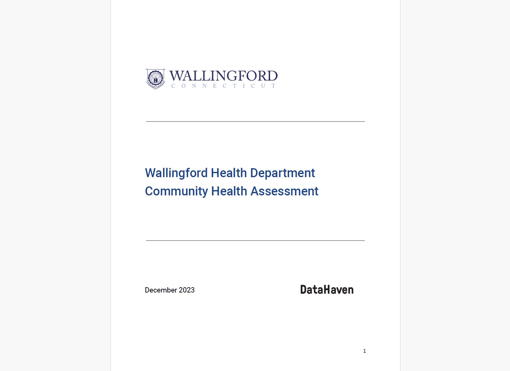 Wallingford Health Department community assessment Connecticut DataHaven cover banner