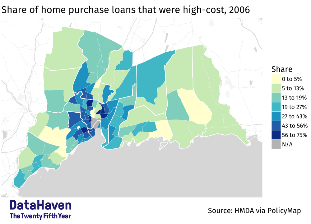 DataHaven CT Data on high cost loans - DataHaven map of Greater New Haven neighborhoods ct data on high cost loans