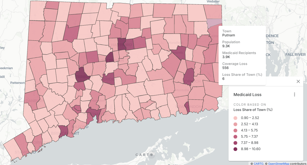 Medicaid Coverage Loss by Connecticut Town Medicaid Coverage Loss by Connecticut Town