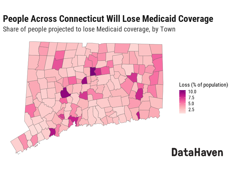 Medicaid Coverage Loss by Town As Share of Population Medicaid Coverage Loss by Town As Share of Population