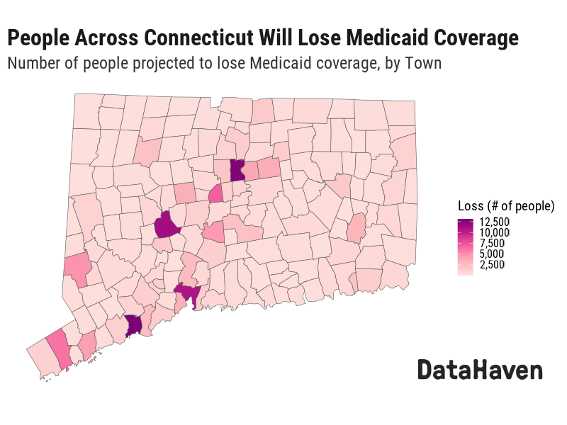 Medicaid Coverage Loss by Connecticut Town Total Medicaid Coverage Loss by Connecticut Town Total