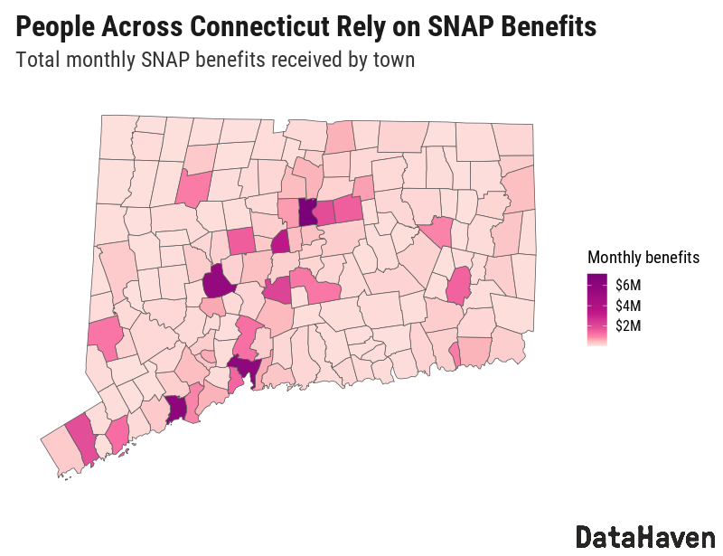 CT DataHaven estimates of SNAP total benefits by town CT DataHaven estimates of SNAP total benefits by town