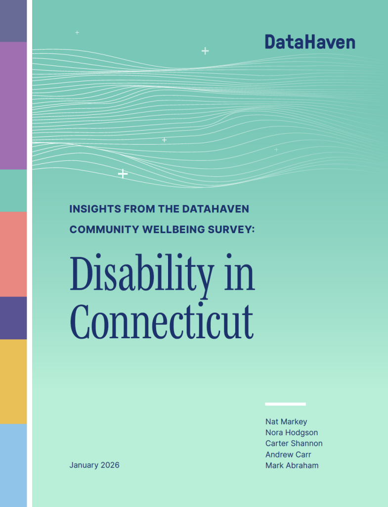 Front cover page of 2026 report by DataHaven on disability in Connecticut